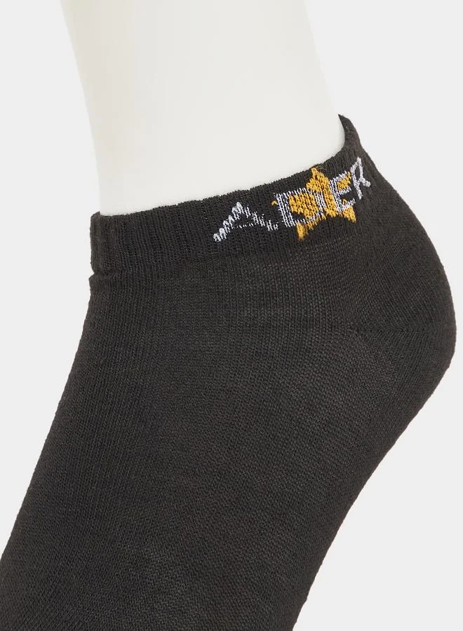 ستايلي حزمة من 5 - جوارب كاحل بحواف مضلعة وتفاصيل متباينة